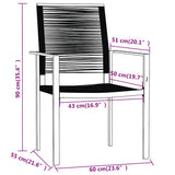 7 Piece Garden Dining Set Black 3099207