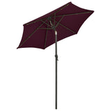 Garden Parasol with LED Lights Bordeaux Red 200x211 cm Aluminium 313561