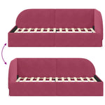 Corner Bed Frame with Headboard Wine red 100 x 200 cm Velvet 42016660