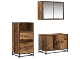 Bathroom Furniture Set with Door 3 pcs Old Wood Engineered Wood 3402432