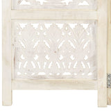 Hand carved 3-Panel Room Divider White 120x165 cm Solid Mango Wood 285330