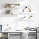 Floating Wall Shelves 4 pcs High Gloss White 90x23.5x3.8 cm MDF 323756