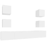 6 Piece TV Cabinet Set White Engineered Wood 3114262