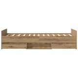 Bed Frame with Storage Artisian Oak 80 x 200 cm Engineered Wood 3429516