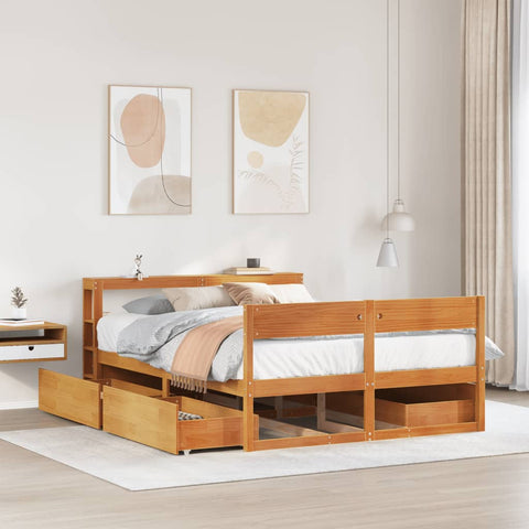 Bed Frame without Mattress Wax Brown 160x200 cm Solid Wood Pine 3306377