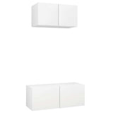 2 Piece TV Cabinet Set White Engineered Wood 3078700