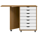 Rolling Cabinet with Desk MOSS Honey Brown Solid Wood Pine 4015791