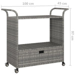 Bar Cart with Drawer Grey 100x45x97 cm Poly Rattan 316664