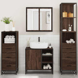 4 Piece Bathroom Furniture Set Brown Oak Engineered Wood 3301269