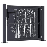 Garden Gate Anthracite 100x75 cm Steel Bamboo Design 153178