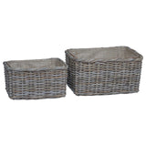Firewood Basket 2 pcs Grey Lacak Rattan 42020971