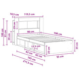 Bed Frame with Storage Smoked Oak 90 x 190 cm Engineered Wood 3433443