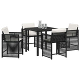 Garden Dining Set 5 pcs Black Poly Rattan 3380769