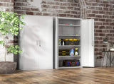 Five Shelf Lockable Steel Office Cabinet - White T3398P377407