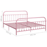 284515 Bed Frame without Mattress Pink Metal 180x200 cm Super King