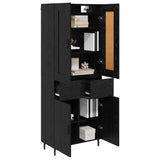 Highboard with Drawer 2 pcs Black Oak Engineered Wood 3416245