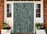 325447 Insect Curtain Green and White 100x220 cm Chenille
