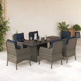 7 Piece Garden Dining Set with Cushions Grey Poly Rattan 3211892