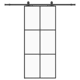 Sliding Door with Hardware Set Black 90x205 cm ESG Glass 3375845