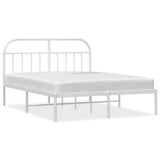 Metal Bed Frame without Mattress with Headboard White 160x200cm 353687