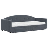 Daybed with Trundle and Drawers Dark Grey 90x190 cm Velvet 3197398