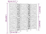 Room Divider 5 Panels White Solid Wood Paulownia 358744