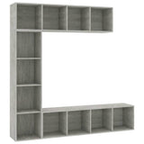 3 Piece Book/TV Cabinet Set Concrete Grey 180x30x180 cm 278792