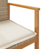 Garden Chairs with Cushions 2 pcs Beige Poly Rattan&Solid Wood 368713