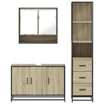 ZNTS 3 Piece Bathroom Furniture Set Sonoma Oak Engineered Wood 3301161