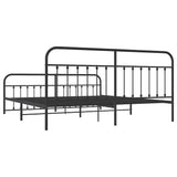 Bed Frame Black Powder-Coated Steel Double Bed Durable 352602