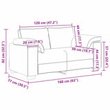 Sofa Light Grey 160 x 77 x 82 cm Fabric 4105217