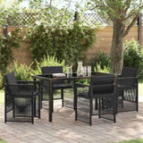 Garden Dining Set 5 pcs Black Powder-Coated Steel 3380650