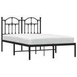 Metal Bed Frame without Mattress with Headboard Black 120x190cm 353436