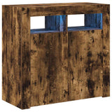 Sideboard with LED Lights Smoked Oak 80x35x75 cm 815729