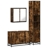 3 Piece Bathroom Furniture Set Smoked Oak Engineered Wood 3301072