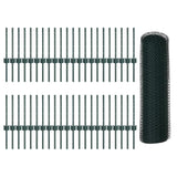 Fence with Post Green 0.4 x 100 m Steel and PVC 3336773