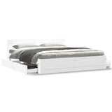 Bed Frame with Headboard without Mattress White 200x200 cm 3295534