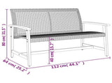 Garden Bench Black 112 cm Poly Rattan and Acacia Wood 367598