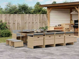 13 Piece Garden Dining Set with Cushions Mix Beige Poly Rattan 3210624
