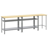 Work Bench Set 3 pcs Beige and Grey Powder-Coated Steel 3321391