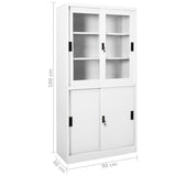 Office Cabinet with Sliding Door White 90x40x180 cm Steel 335962
