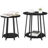 Side Table Set with Shelf 2 pcs Black Oak 869702