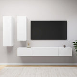 4 Piece TV Cabinet Set White Engineered Wood 3078733