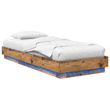 Bed Frame with LED Old Wood 80 x 200 cm Engineered Wood 8009006