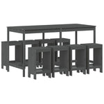 9 Piece Garden Bar Set Grey Solid Wood Pine 3157759