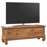 TV Stand with Drawer Natural 110 x 35 x 40 cm Solid Teak Wood 42017957