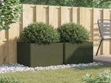 Planters 2 pcs Olive Green 49x47x46 cm Steel 841566