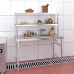 Kitchen Work Table with Overshelf 120x60x145 cm Stainless Steel 3155992