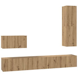 Wall TV Cabinet Wall-mounted 4 pcs Artisan Oak Engineered Wood 3393176
