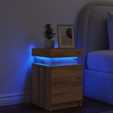 ZNTS Bedside Cabinet with LED Artisian Oak 35x39x55 cm Engineered Wood 857656